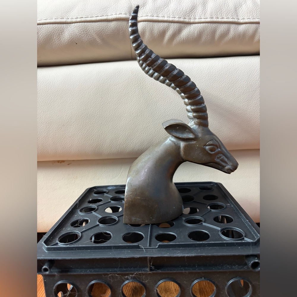 Vintage Solid Brass Antelope Gazelle Kudu Bookend Deer Animal Head Single